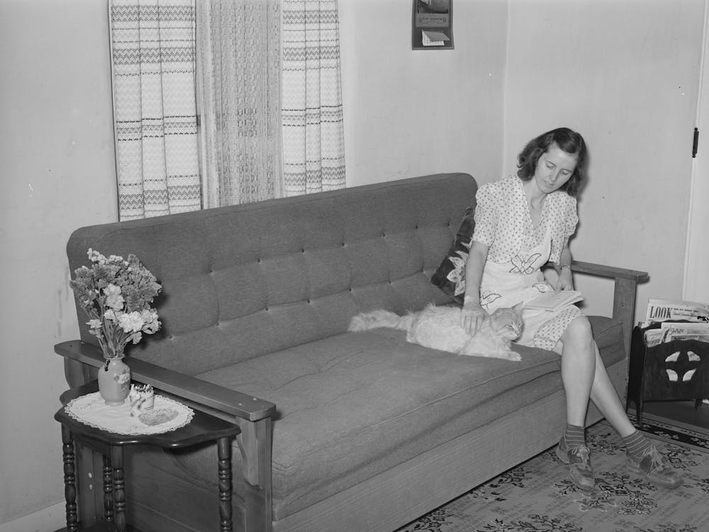 Wife Of Member Of Casa Grande Valley Farms In Corner Of Their Living Room, Pinal County, Arizona By Russell Lee