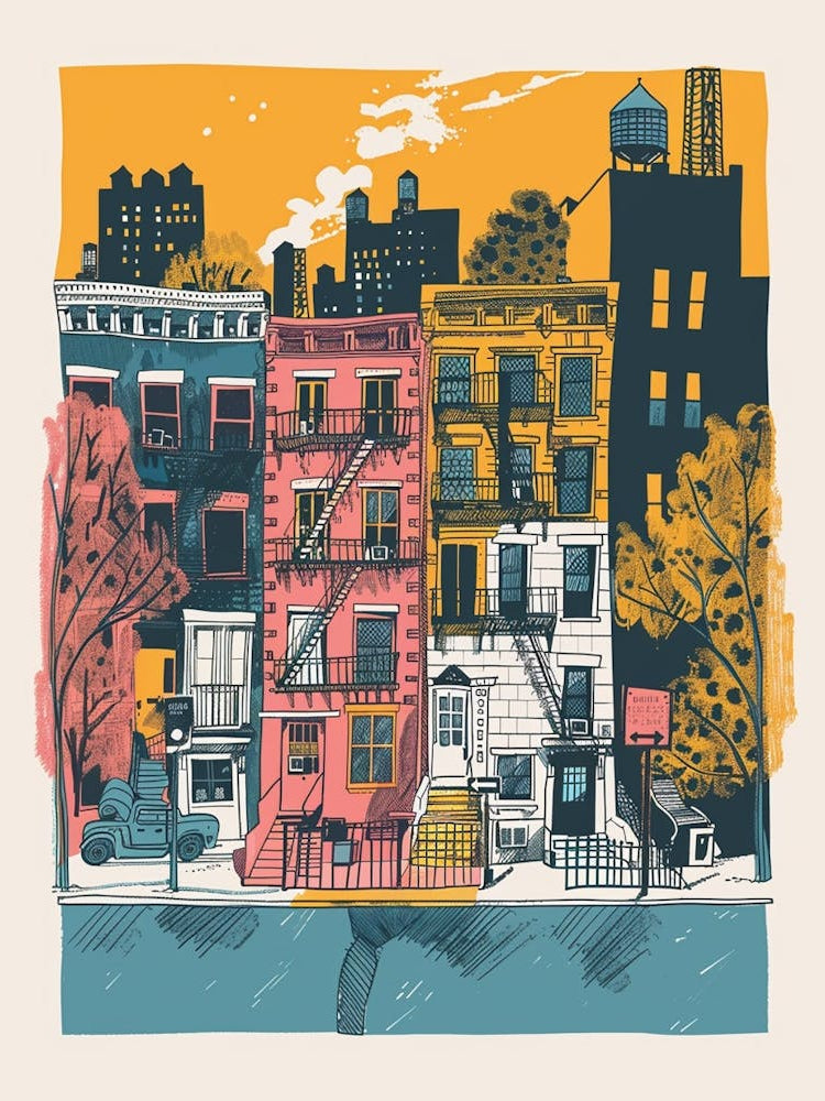 Brooklyn New York Colourful Silkscreen Illustration 1