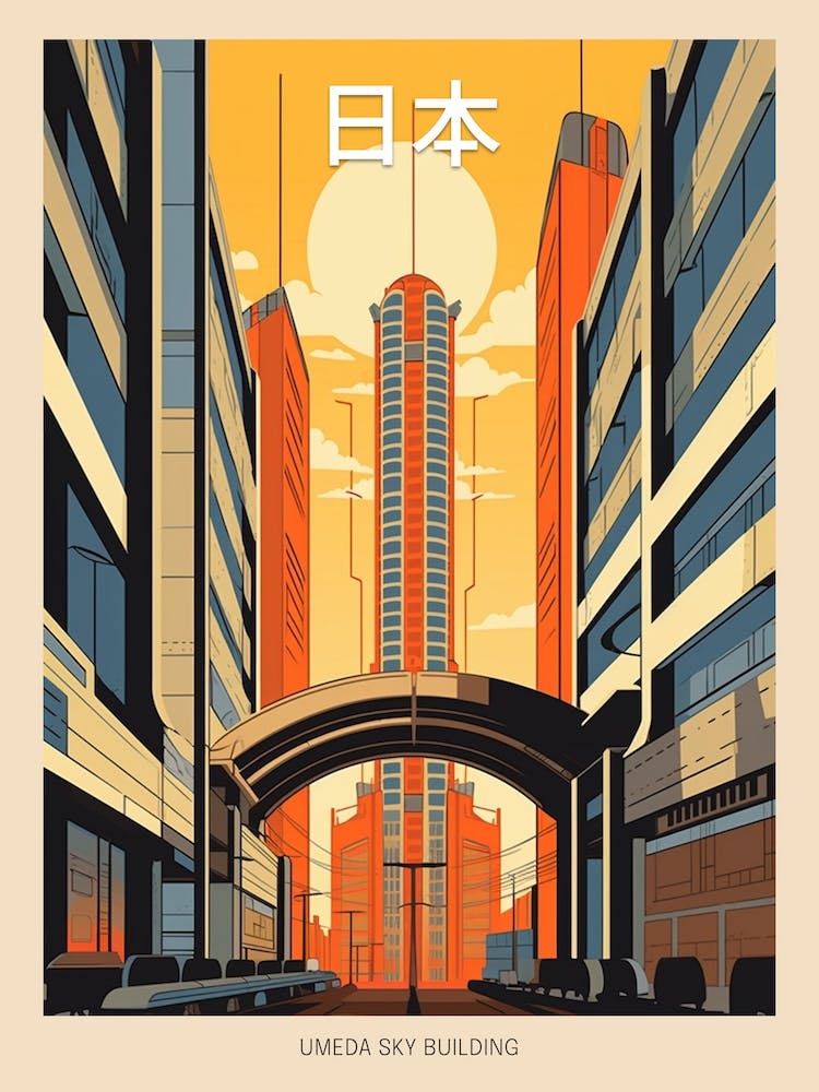 Umeda Sky Building, Japan Vintage Travel Art 1 Poster