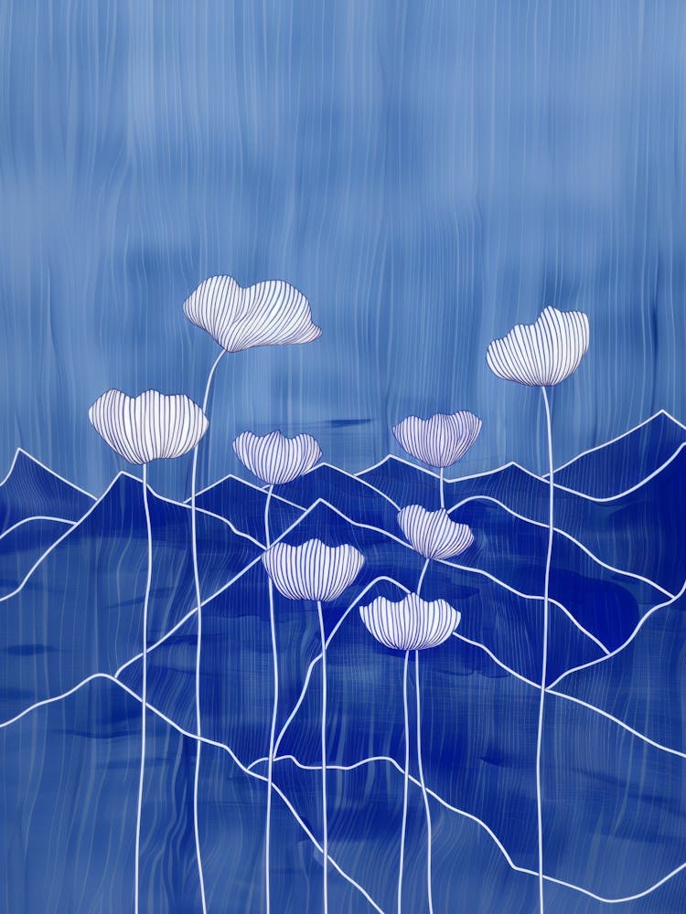 Blue Floral Abstract Wall Art