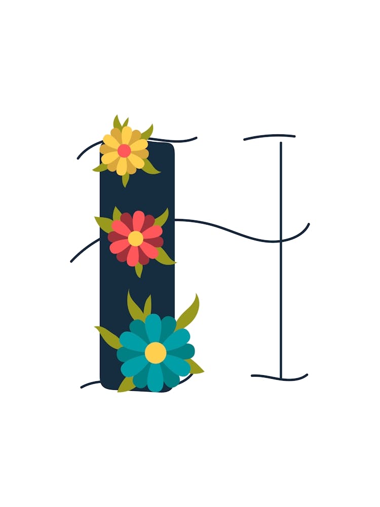 Living Room Floral Letters 08