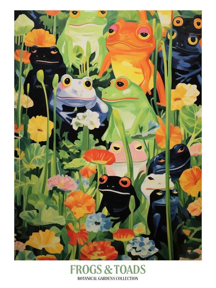 Frogs And Toads Garden Poster