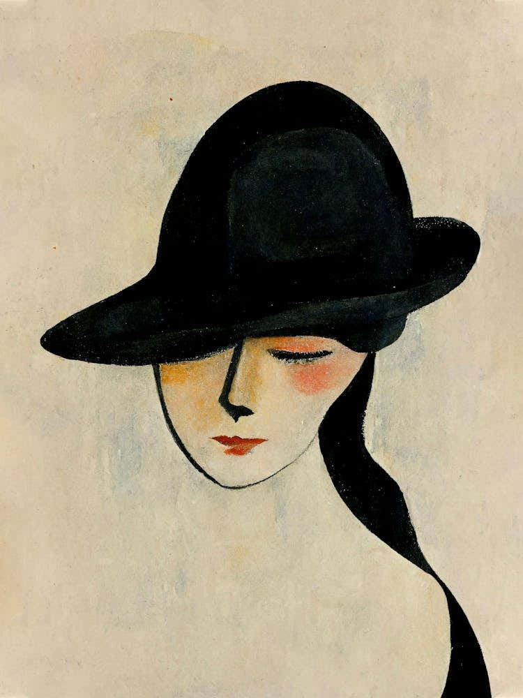 Silhouette Of A Woman With A Black Hat