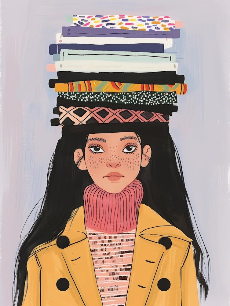Girl With Books On Her Head