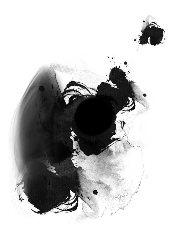 Abstract Painting Black Ink On White