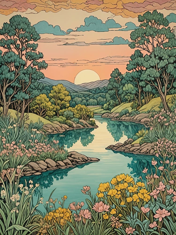 Serene River Sunset