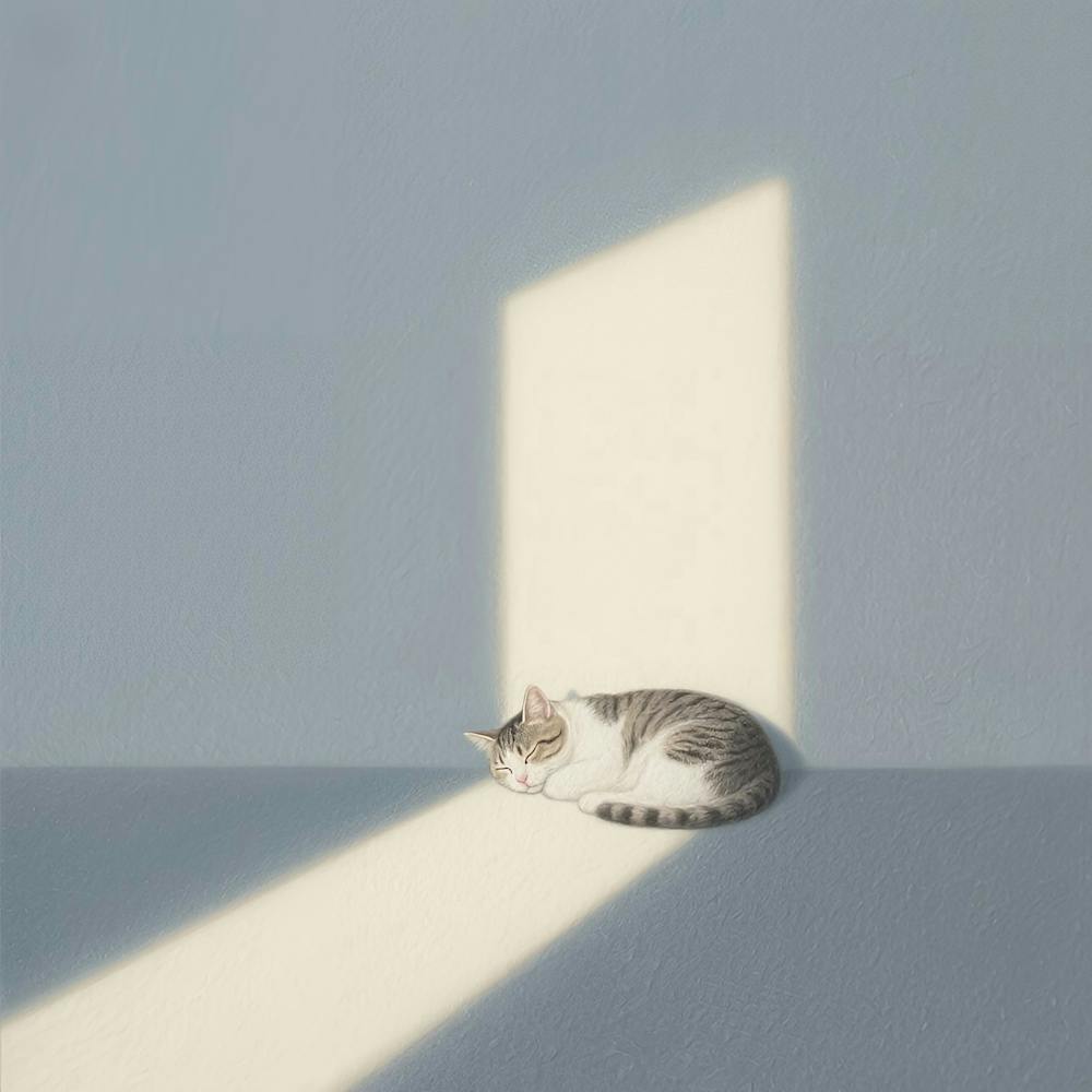 Cat Sleeping In The Light