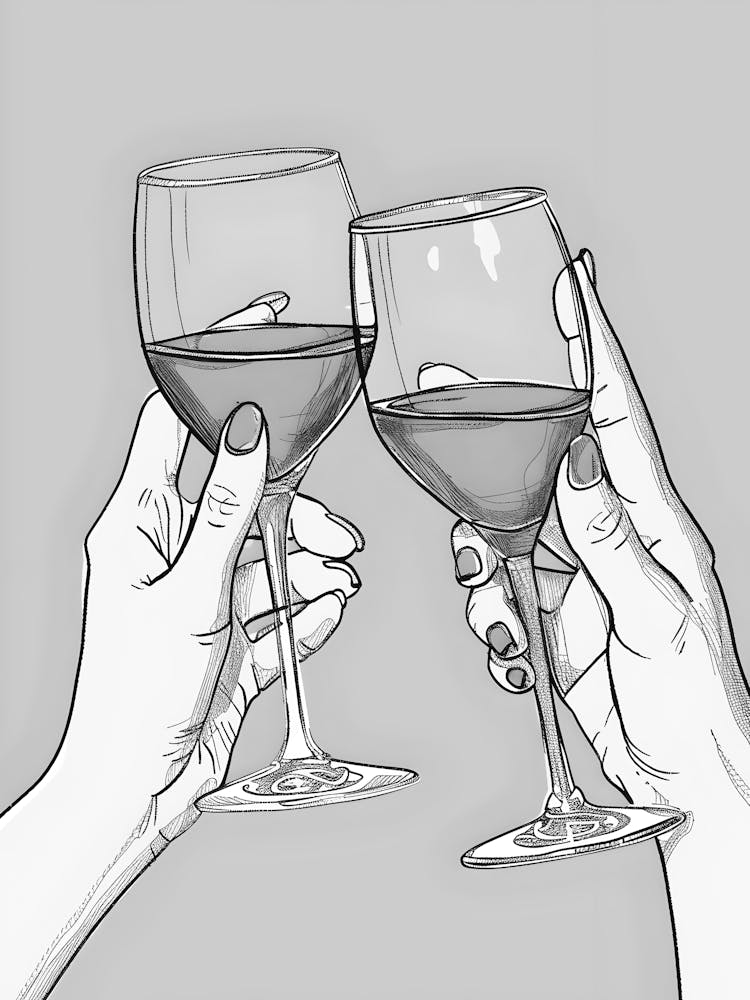 Two Hands Holding Wine Glasses