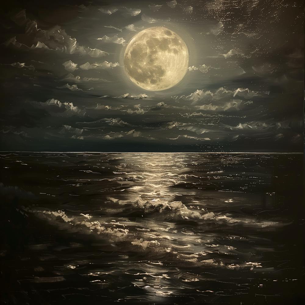 Full Moon Over The Ocean