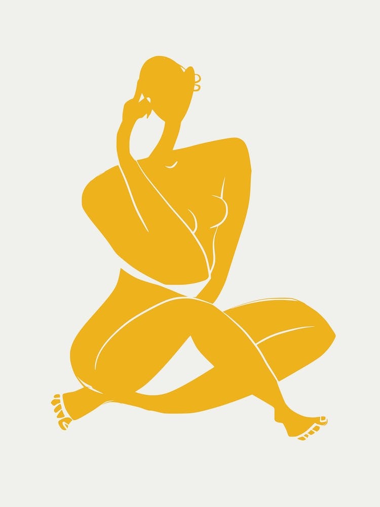 Nude Sitting Pose In Yellow