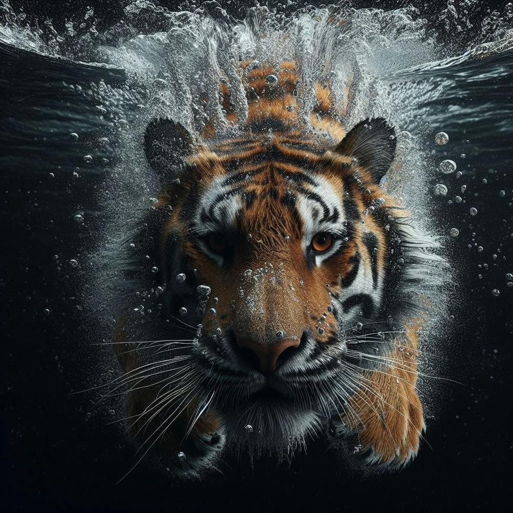 Tiger Swimming Underwater 2