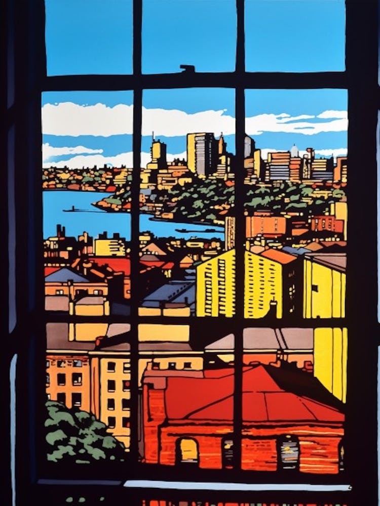 A Window View Of Sydney In The Style Of Pop Art 2