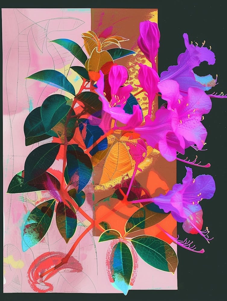 Bougainvillea 4 Neon Flower Collage