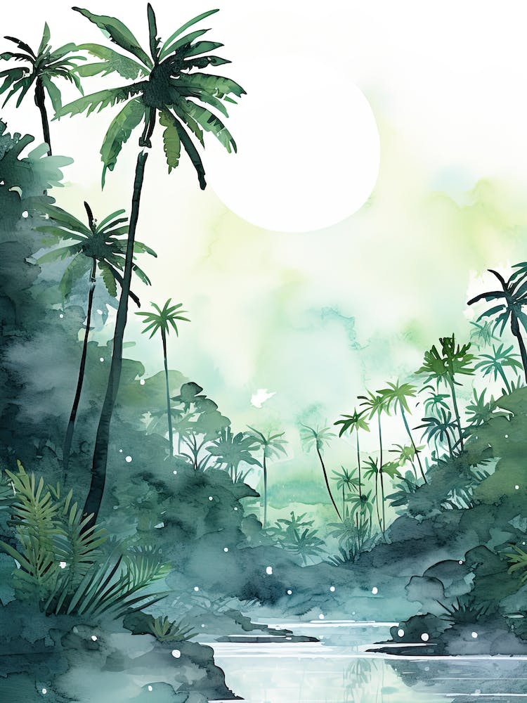 Watercolour Of El Yunque National Forest   Puerto Rico Usa 3