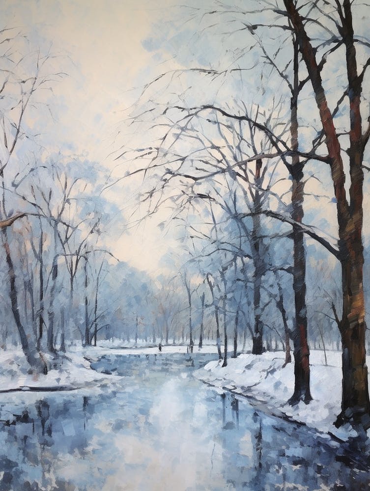Winter City Park Painting Stanley Park Vancouver Canada 1