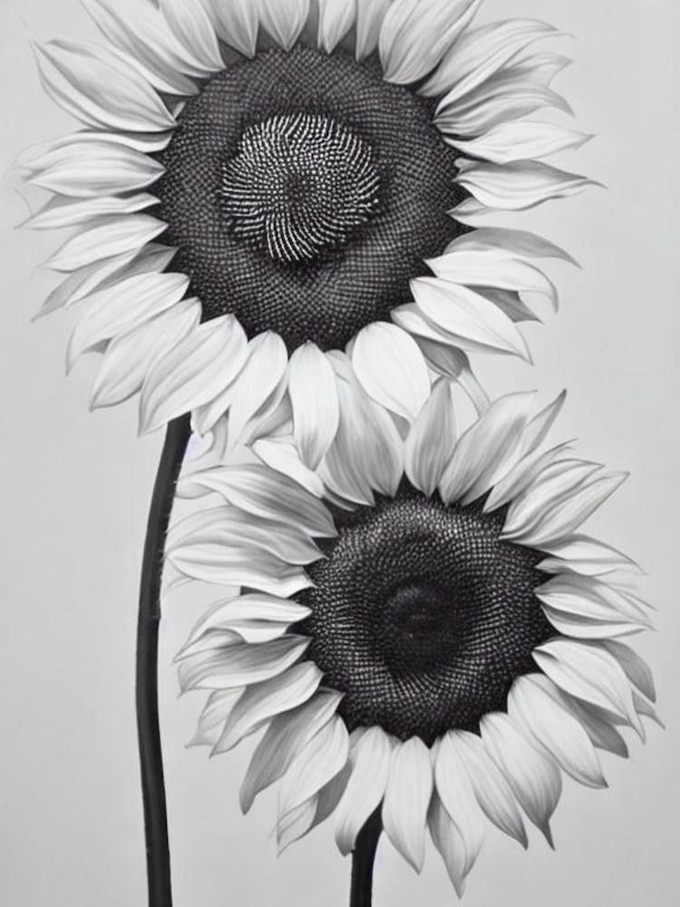 Sunflower B&W Pencil 2 Flower