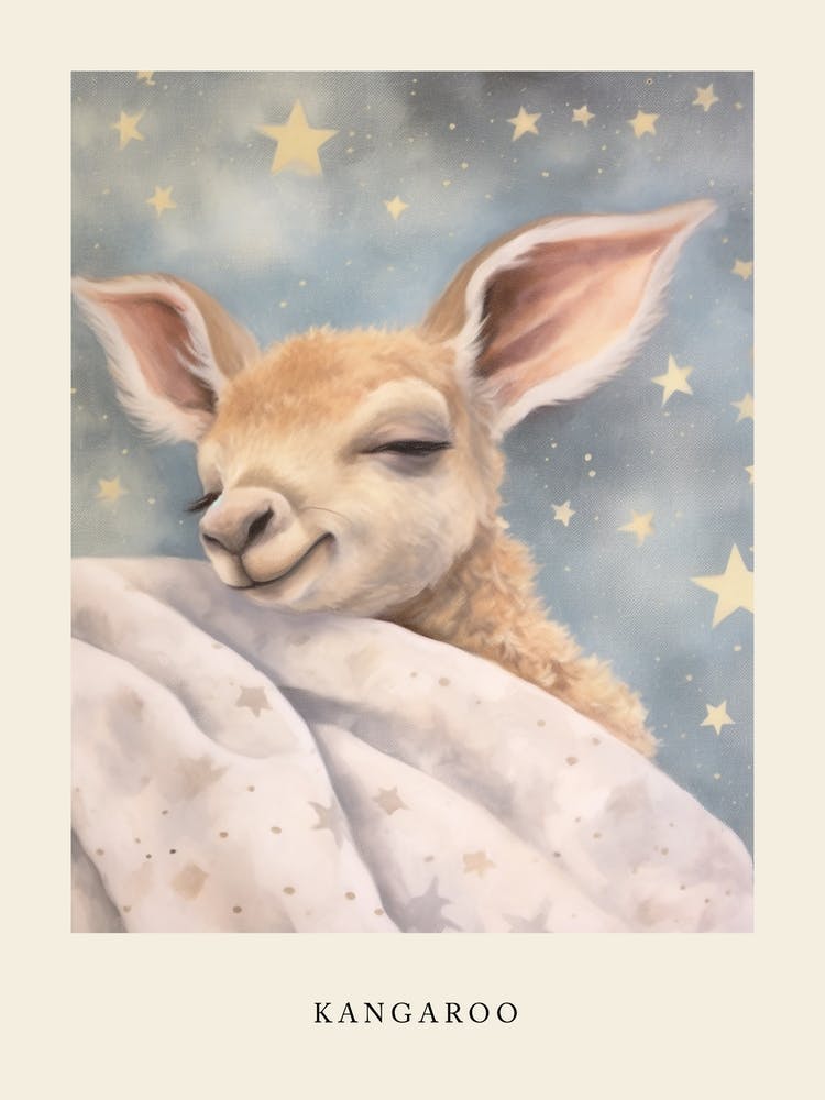 Sleeping Baby Kangaroo Nursery Poster