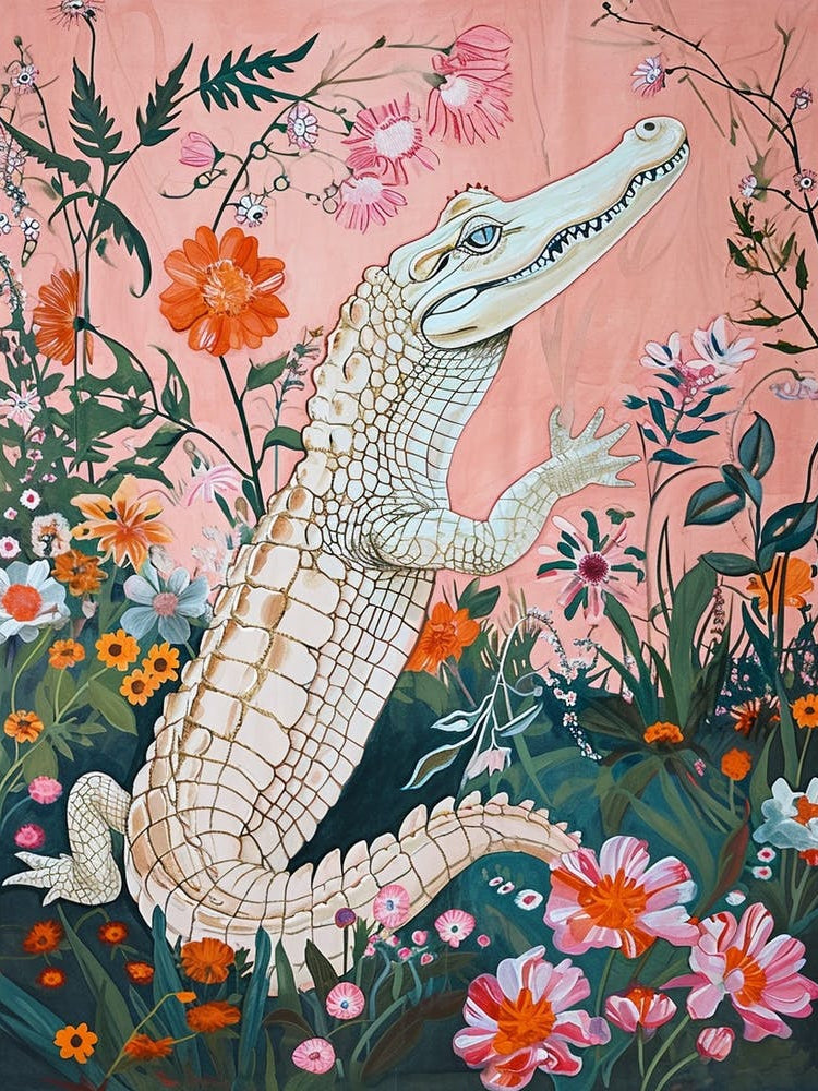 Floral Animal Painting Crocodile 2