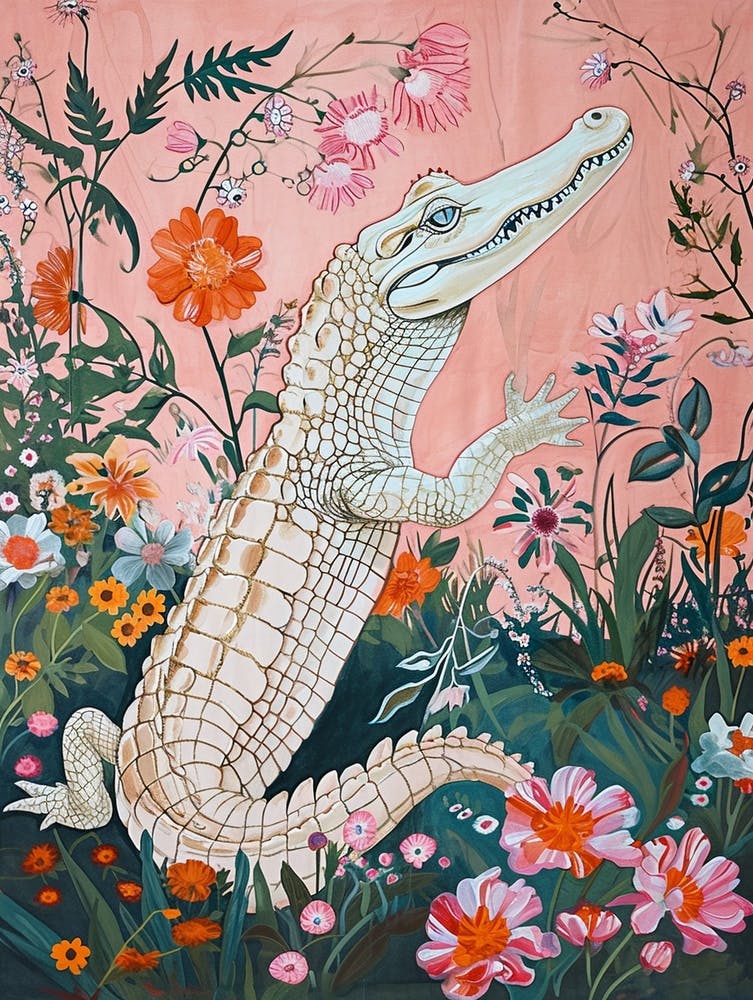 Floral Animal Painting Crocodile 2