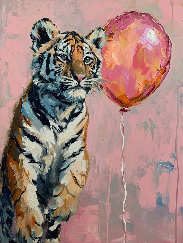 Cute Siberian Tiger 1 With Balloon