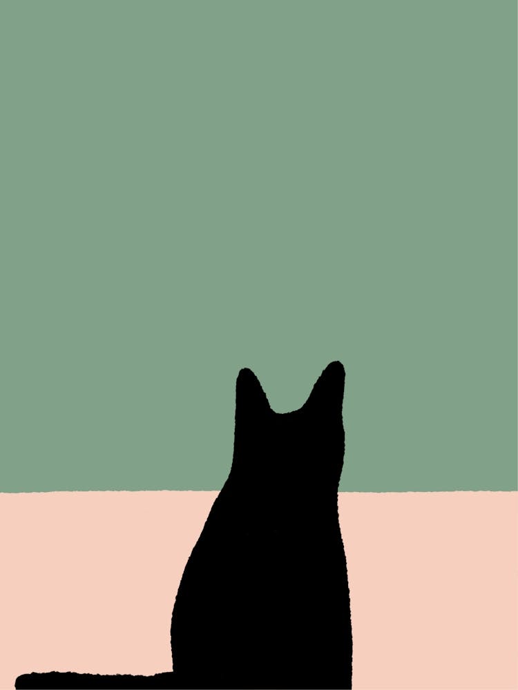Cat Silhouette Green