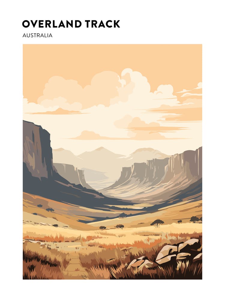 Overland Track Australia 2 Hiking Trail Landscape Poster