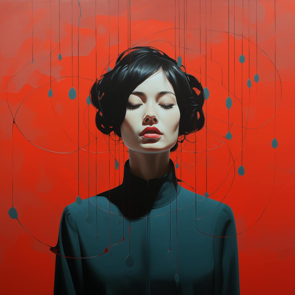 Women with closed eyes