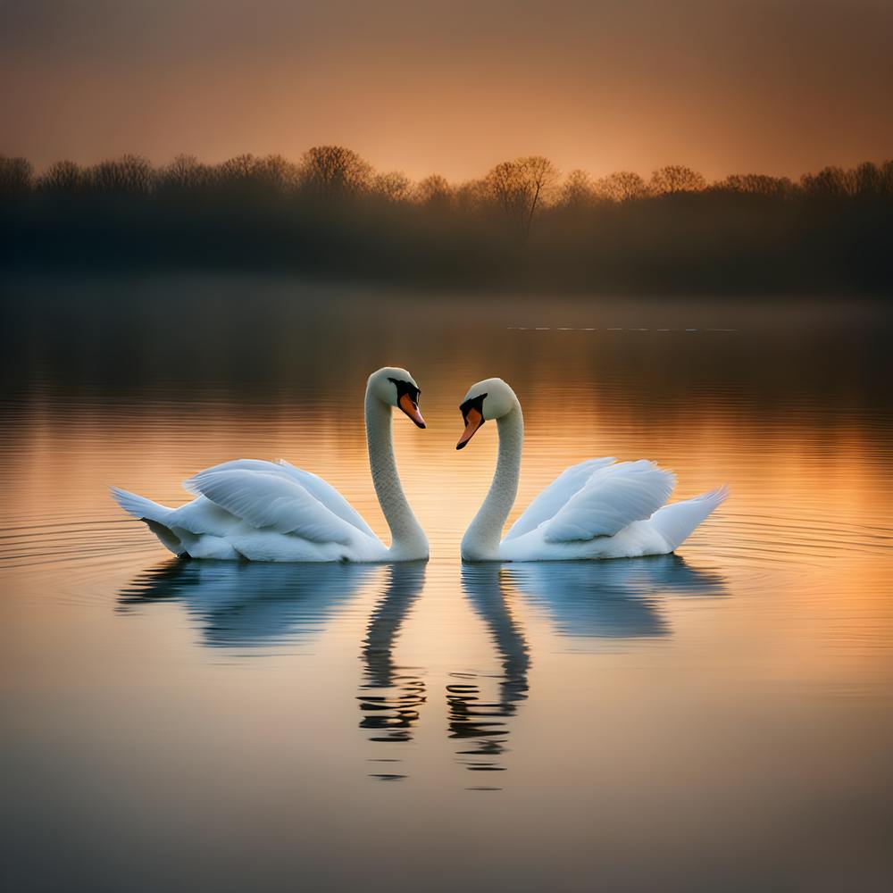 Two Swans In Love