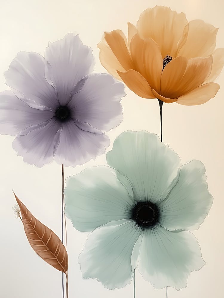 Elegant Hand-Painted Flower Stems