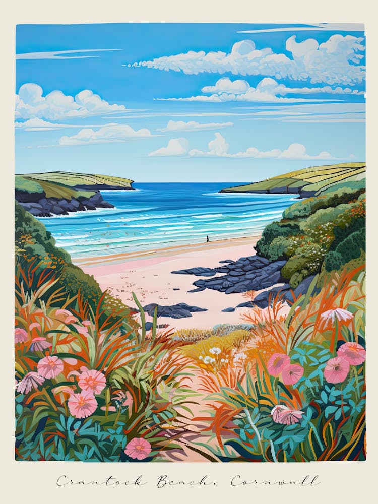 Affiche de Crantock Beach, Cornwall, Style Matisse et Rousseau 2