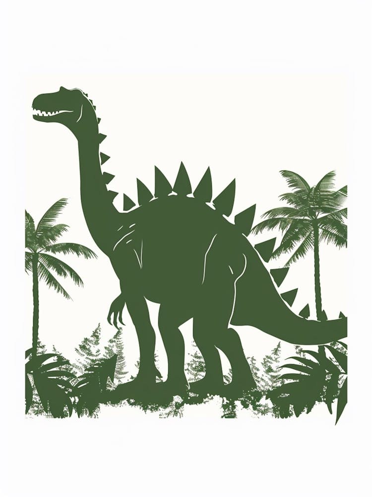 Green Stegosaurus Dinosaur Silhouette 1