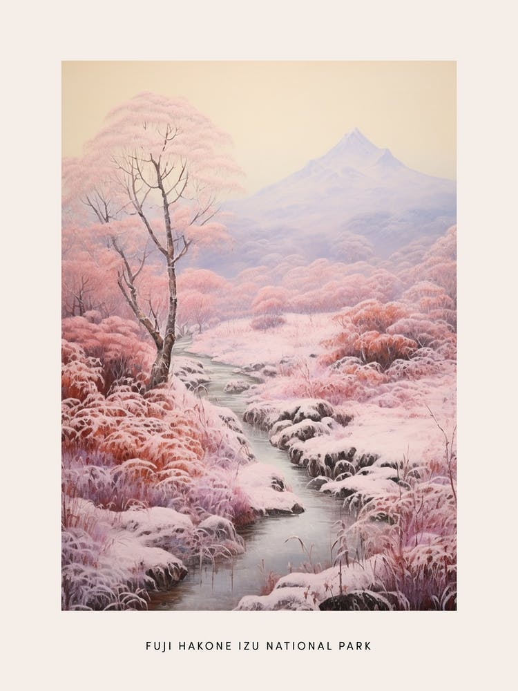 Dreamy Winter National Park Poster  Fuji Hakone Izu National Park Japan 1