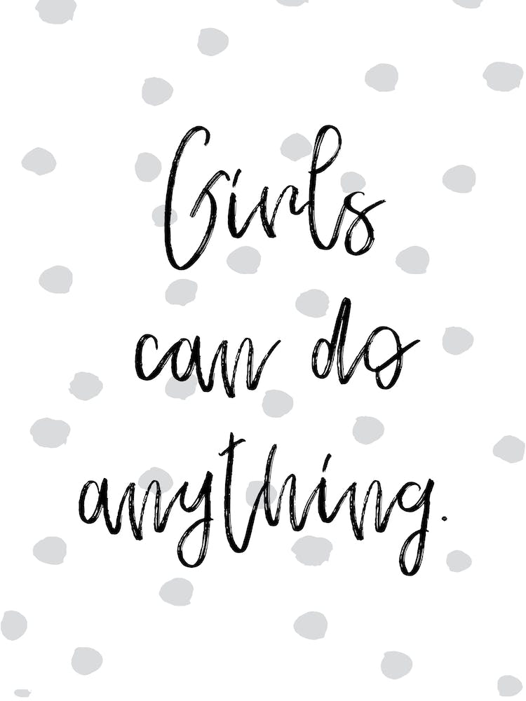 Girls Can Do Anything Polka Dot Grey