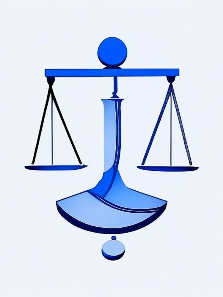Balance 1, Symbole Dessin Au Trait Bleu Et Blanc