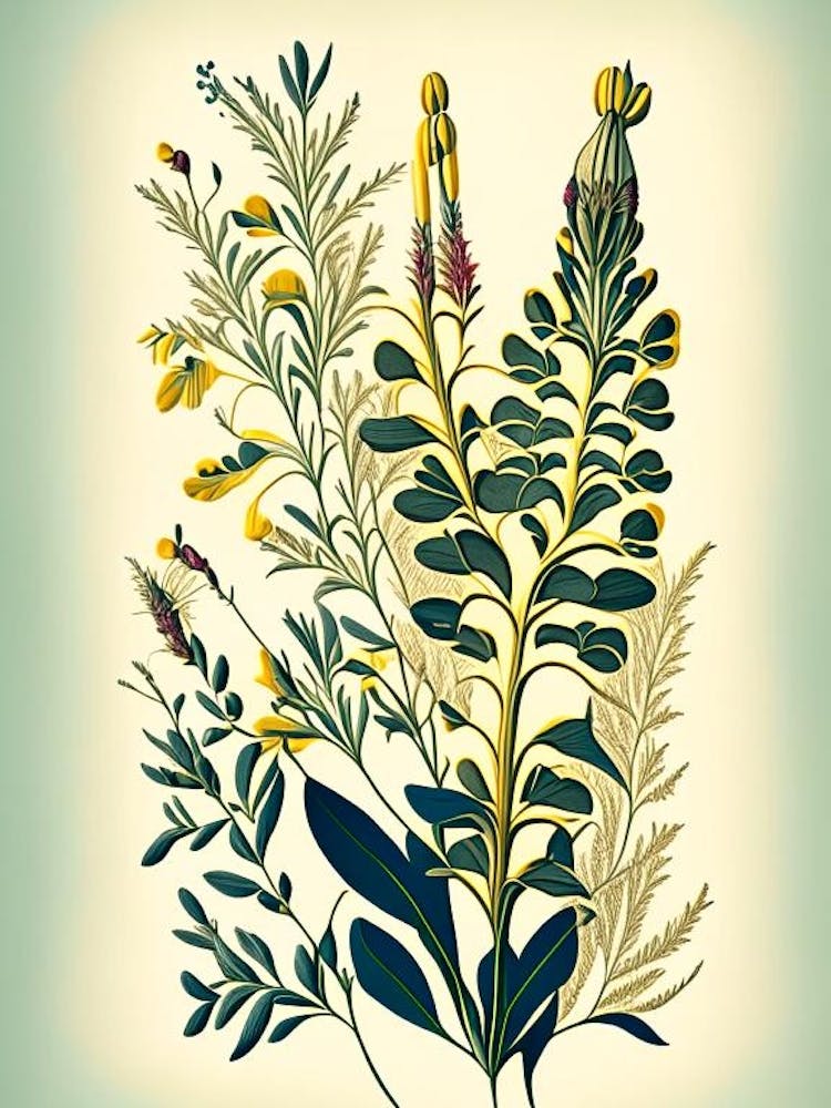 Wild Senna Wildflower Vintage Botanical