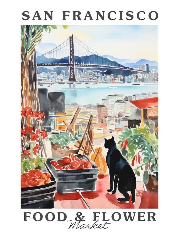 Food Market With Cats In San Francisco 1 Poster