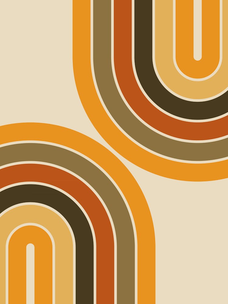 Midcentury Modern Geometric Rainbow Ix In Vintage Theme 01