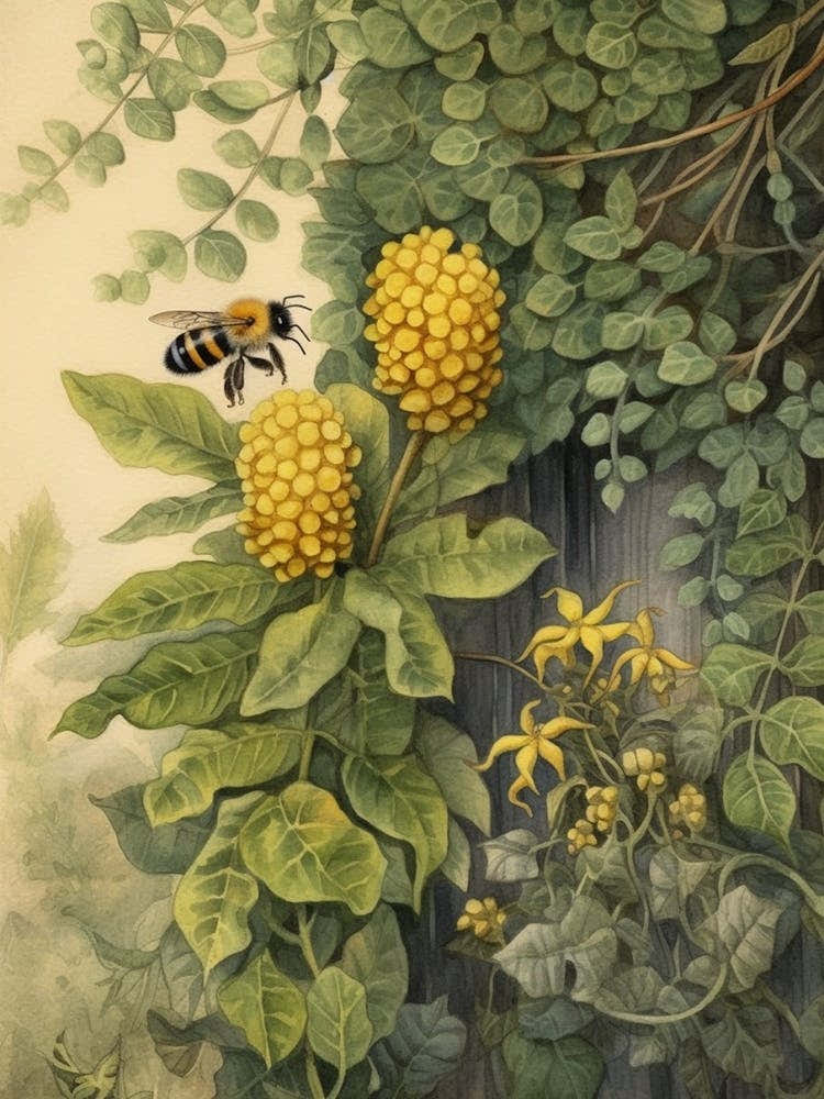 Yellow Bumble Bee Beehive Watercolour Illustration 4