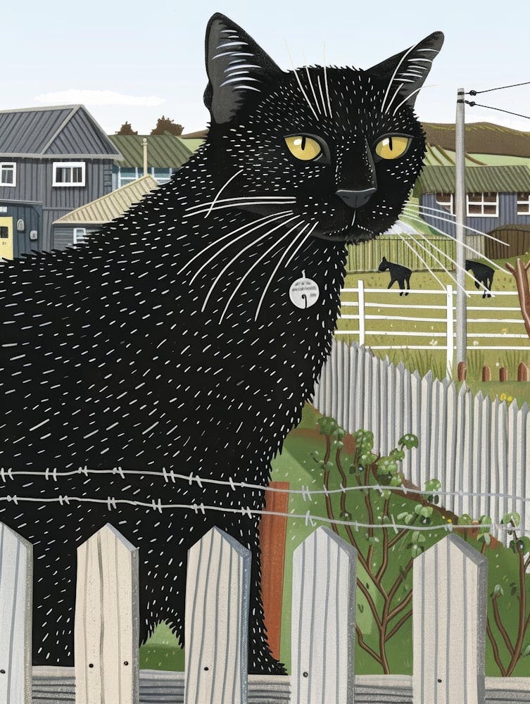 Black Cat On Fence 1