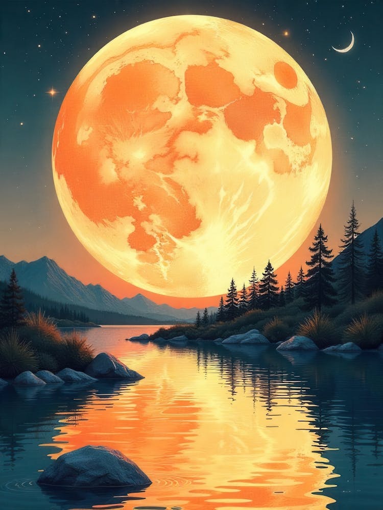 Full Moon Over Lake 4