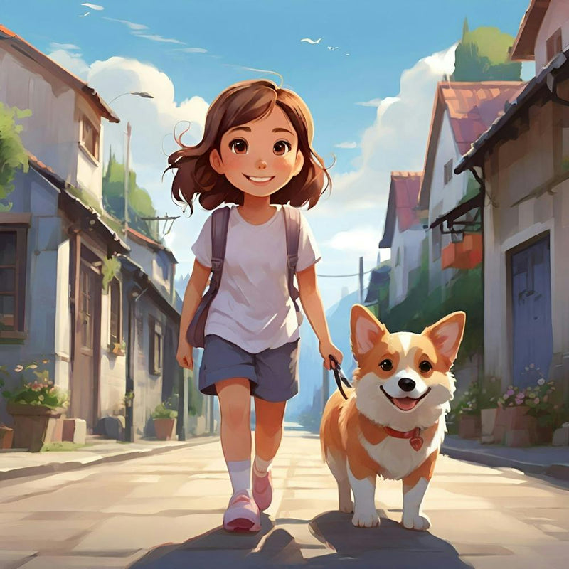 Girl Walking Her Dog