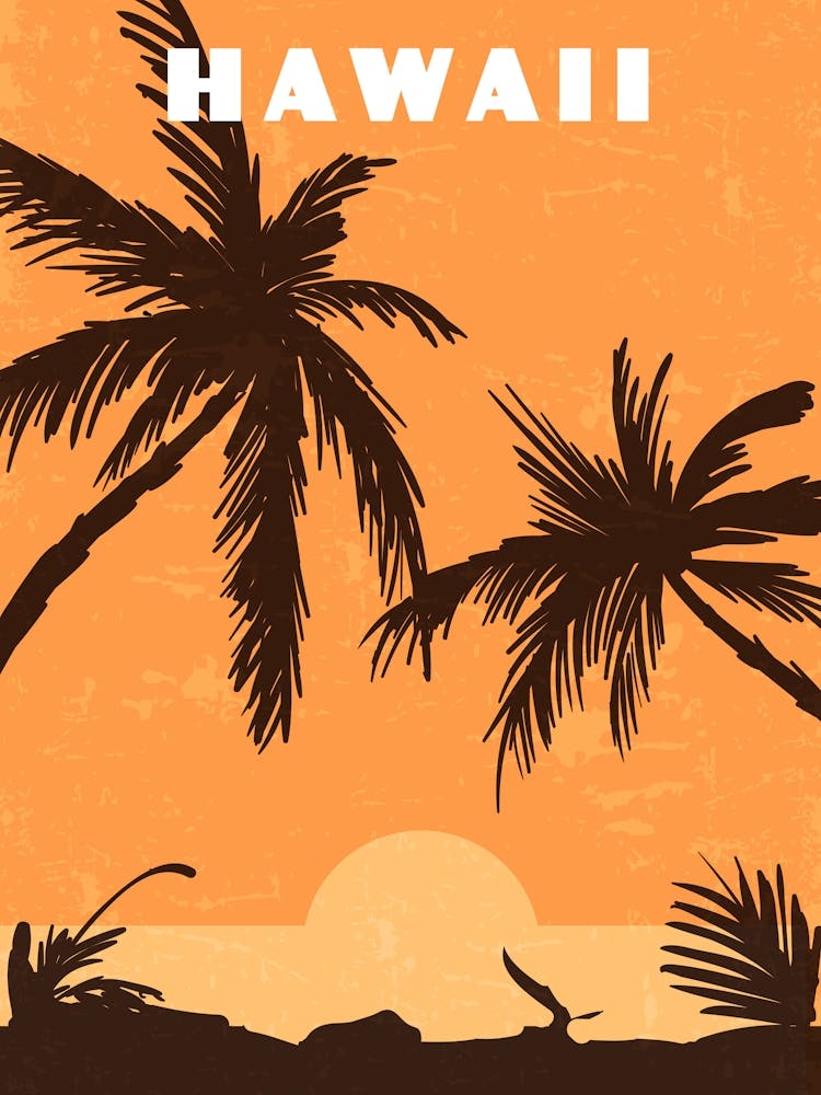 Hawaii, USA — Retro travel minimalist poster