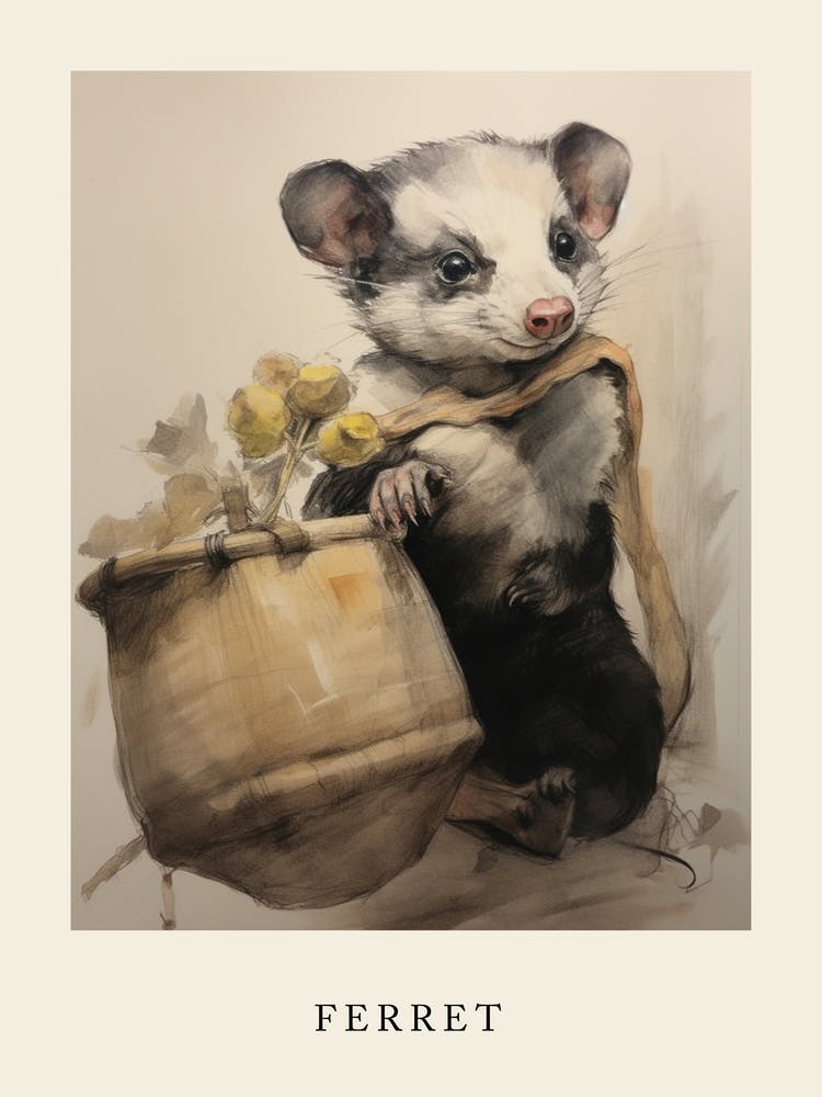 Beatrix Potter Inspired  Animal Watercolour Ferret 3