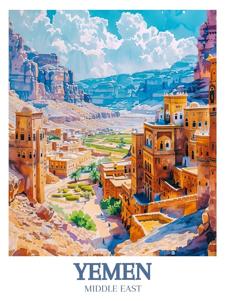 Yemen Poster Shibam Print Al Mahwit Print Shibam Yemen Poster Yemen Art Shibam Wall Art Shibam Print Yemen Canvas Yemen Framed