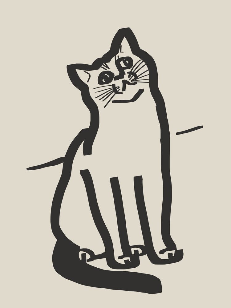 Line Art Cat Drawing 6