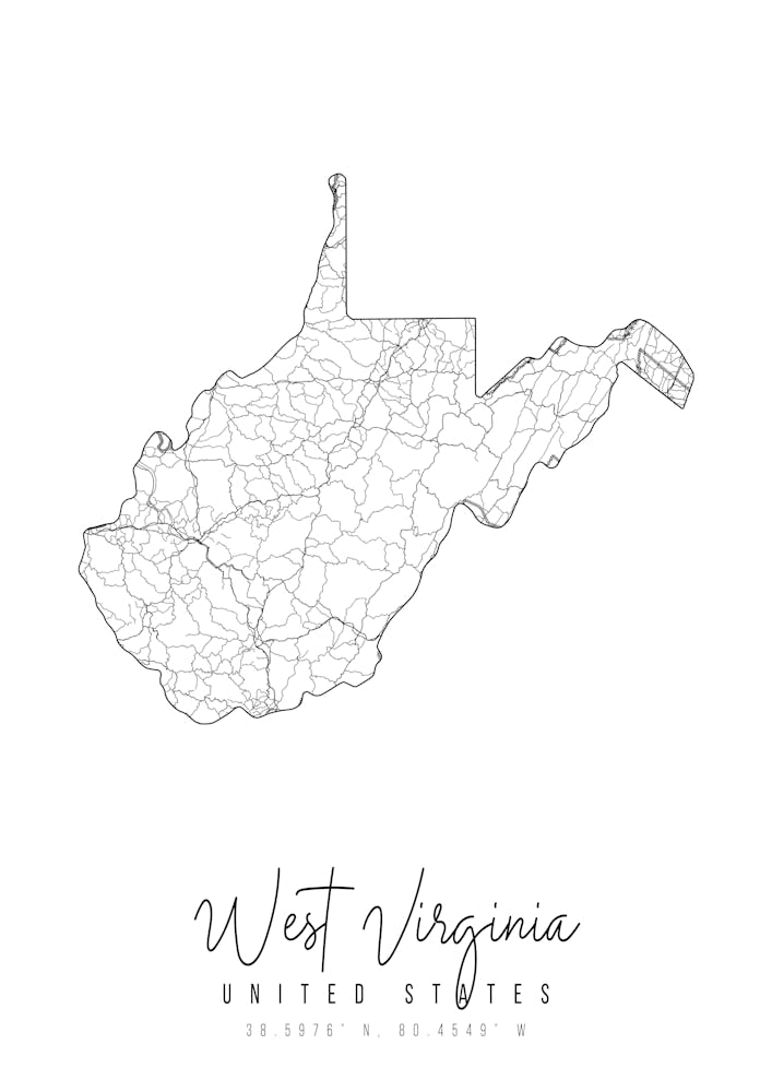 West Virginia Minimal Street Map