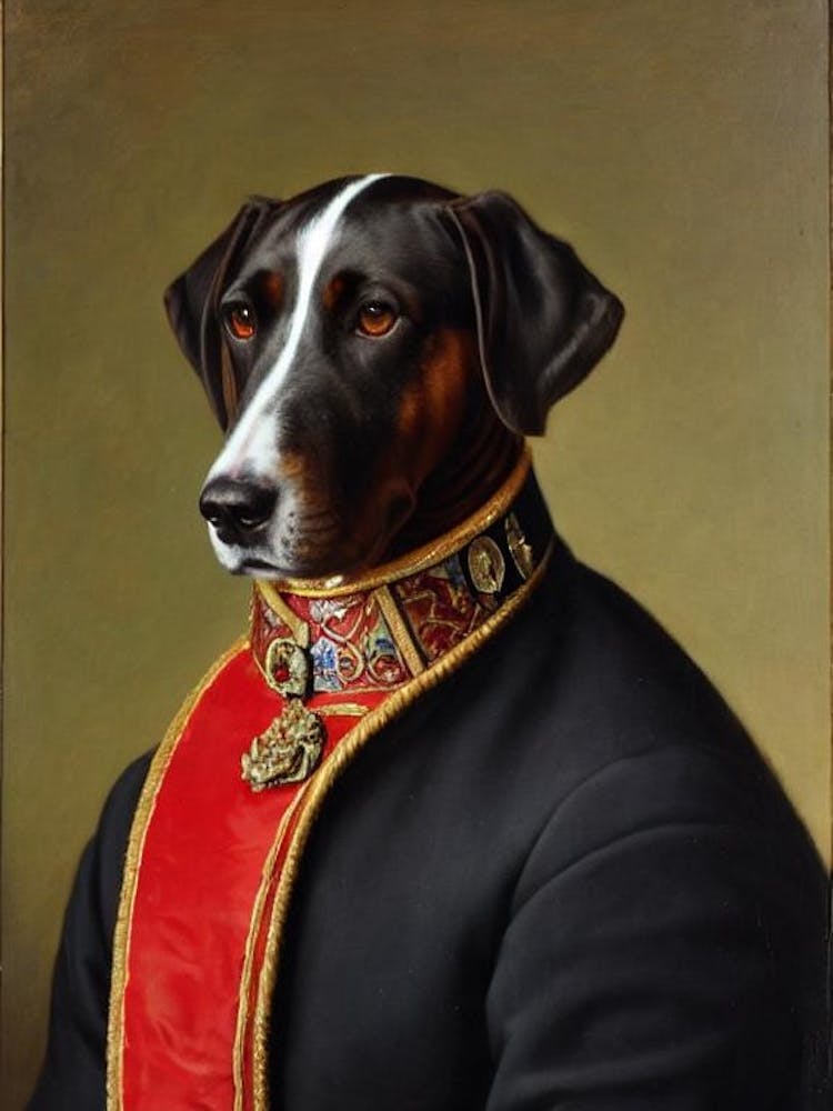 Plott Hound Renaissance Portrait Oil Painting