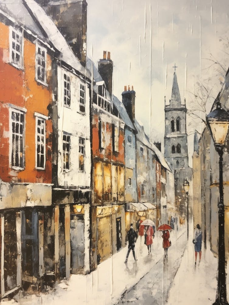 Vintage Winter Painting Durham United Kingdom 2