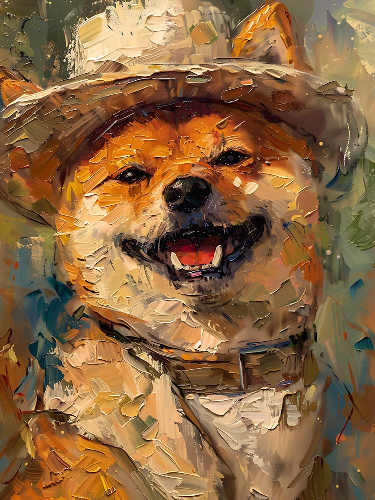 Oil Painting Smiling Shiba Inu 13