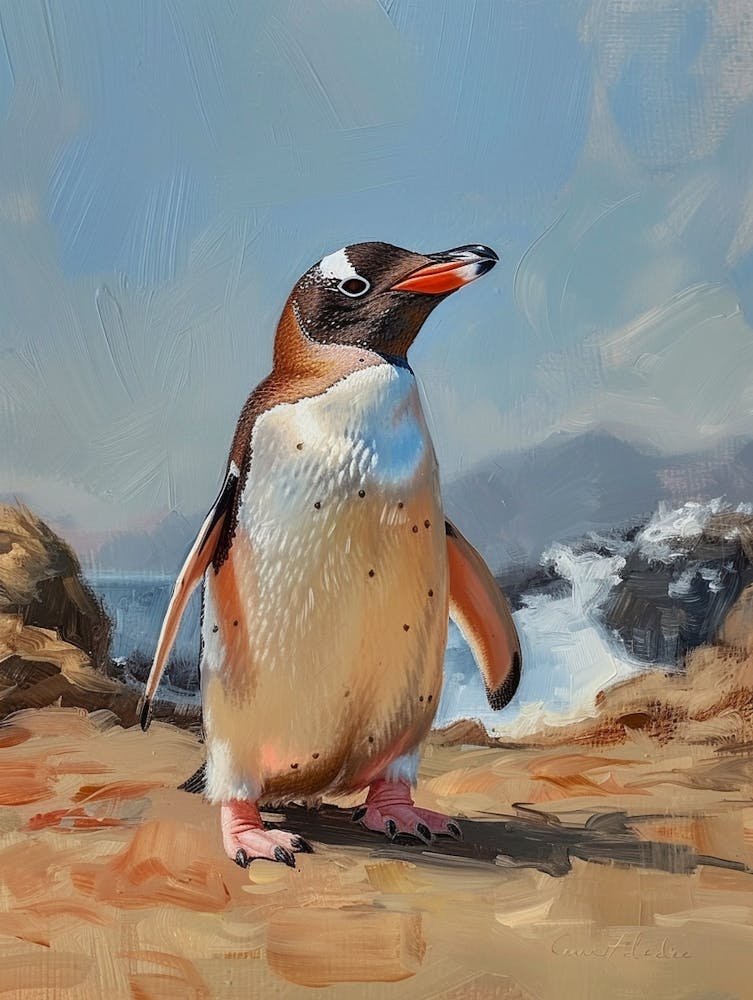 Adlie Penguin Cuverville Island Oil Painting 1